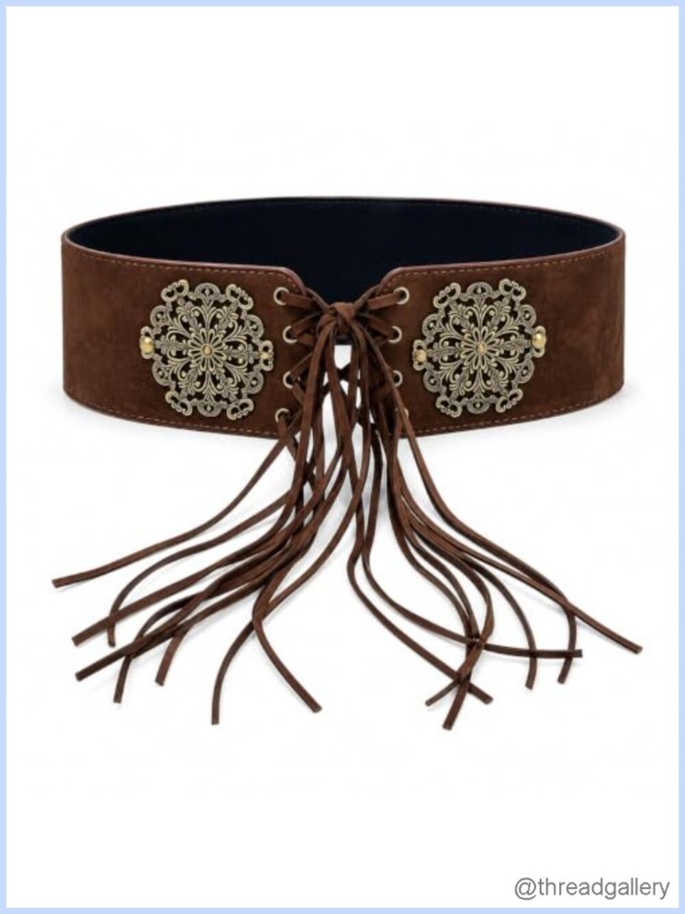 Wide Faux Leather Lace-Up Corset Belt Vintage Waist Belt Halloween Outfit